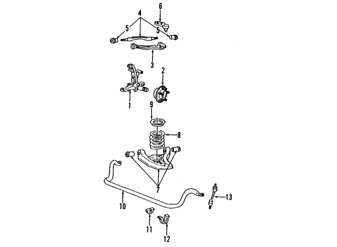 1994 Mercury Grand Marquis Front Suspension Components, Lower Control Arm, Upper Control Arm, Stabilizer Bar Bushings Diagram for F2MY-5493-A