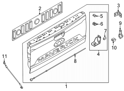 2022 Ford Maverick Gate & Hardware Access Panel Nut Diagram for -W714689-S437