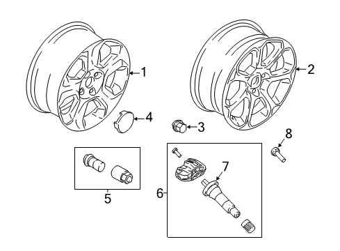 2022 Ford EcoSport Wheels Wheel, Alloy Diagram for GN1Z-1007-E