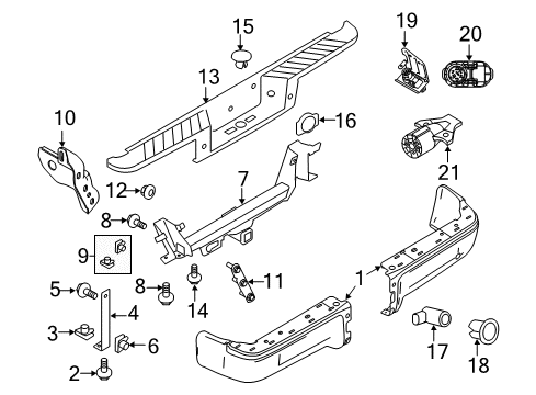 2013 Ford F-150 Parking Aid Step Pad Diagram for 9L3Z-17B807-A
