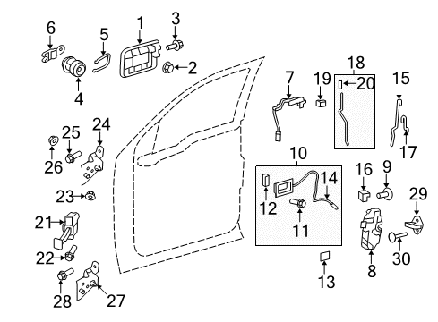 2012 Ford F-150 Keyless Entry Components Lock Rod Knob Diagram for D9ZZ-6621850-B