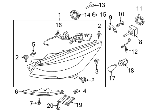 2014 Ford Escape Headlamps Headlamp Nut Diagram for -W714915-S300