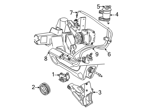 2000 Ford Explorer P/S Pump & Hoses, Steering Gear & Linkage Pressure Hose Diagram for F77Z-3A719-RA