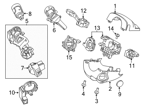 2015 Ford Focus Shroud, Switches & Levers Switch Housing Diagram for F1FZ-3F791-A
