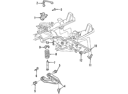 2001 Ford F-150 Front Suspension Components, Lower Control Arm, Upper Control Arm, Stabilizer Bar Stabilizer Bar Insulator Diagram for XL3Z-5484-HA