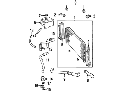 1999 Lincoln Continental Radiator & Components Radiator Assembly Diagram for XF3Z-8005-AA