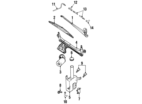 2000 Ford Contour Wiper & Washer Components Front Blade Diagram for F8OZ-17528-AB