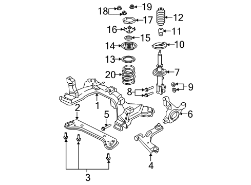 2010 Ford Escape Front Suspension Components, Lower Control Arm, Stabilizer Bar Knuckle Diagram for 5L8Z-3K185-BA