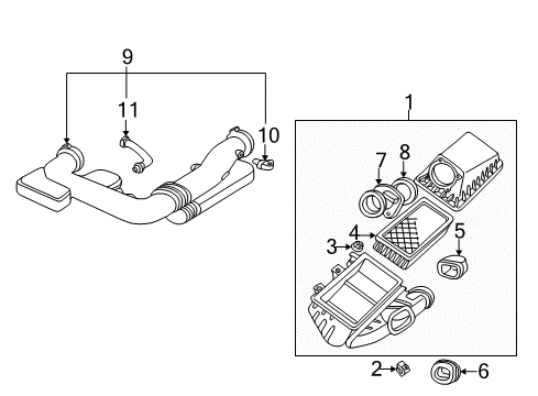 2002 Ford Thunderbird Powertrain Control Air Cleaner Assembly Diagram for 2W4Z-9600-AA