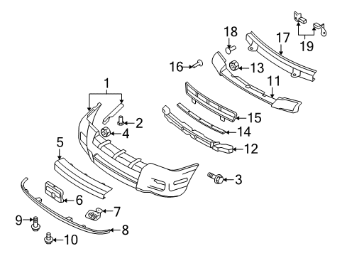 2009 Mercury Mountaineer Front Bumper License Bracket Diagram for 6L9Z-17A385-AAA