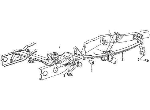 2001 Ford Explorer Rear Suspension Components, Axle Housing, Ride Control, Stabilizer Bar Leaf Spring Diagram for 1L2Z-5560-AA