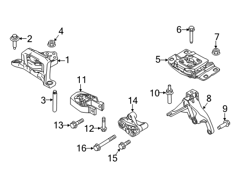 2016 Ford Focus Engine & Trans Mounting Upper Bracket Stud Diagram for -W707099-S442