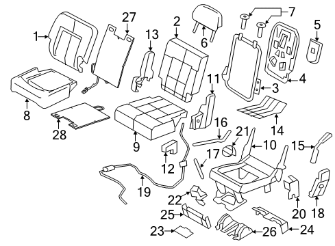 2010 Lincoln Navigator Rear Seat Components Latch Cover Diagram for 5L7Z-78624C33-AAA