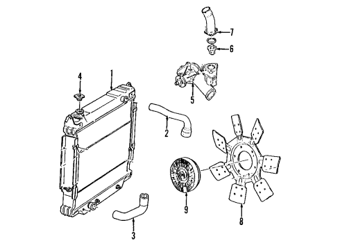 1994 Ford F-350 Cooling System, Radiator, Water Pump, Cooling Fan Fan Blade Diagram for F4TZ-8600-C