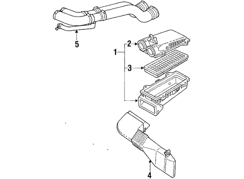 1989 Ford F-250 Air Intake Air Cleaner Assembly Diagram for E7TZ-9600-F
