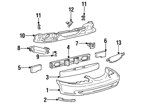 1995 Ford Mustang Front Bumper Hardware Kit Diagram for F4ZZ17A386A