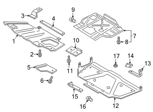 2017 Ford F-150 Front Bumper Under Cover Access Panel Diagram for HL3Z-7222-B