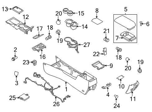 2011 Ford Fusion Console Console Body Bracket Diagram for 9H6Z-54045B34-A