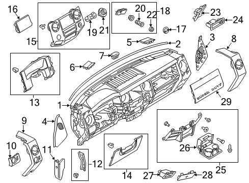 2012 Ford F-350 Super Duty Instrument Panel Center Panel Insert Diagram for 8C3Z-2504371-AA