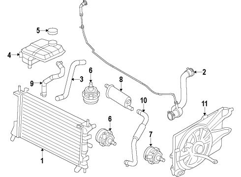 2015 Ford Focus Cooling System, Radiator, Water Pump, Cooling Fan Fan Assembly Diagram for CV6Z-8C607-R