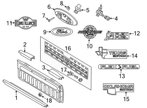 2015 Ford F-250 Super Duty Parking Aid Molding Nut Diagram for -W705760-S424