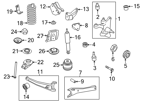 2022 Ford F-350 Super Duty Front Suspension Components Shock Upper Bushing Diagram for 6C3Z-18197-AA