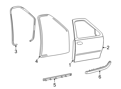 2002 Lincoln Blackwood Front Door Weatherstrip On Body Diagram for YL3Z-1620708-AA