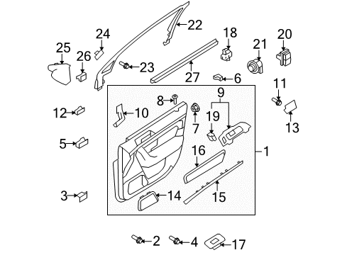 2011 Lincoln MKS Mirrors Door Trim Panel Nut Diagram for -W709415-S300