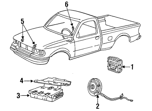 1995 Ford F-350 Air Bag Components Front Sensor Diagram for F5TZ-14B004-B