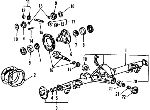 1984 Mercury Marquis Rear Axle, Differential, Propeller Shaft Ring & Pinion Diagram for 8R3Z-4209-B