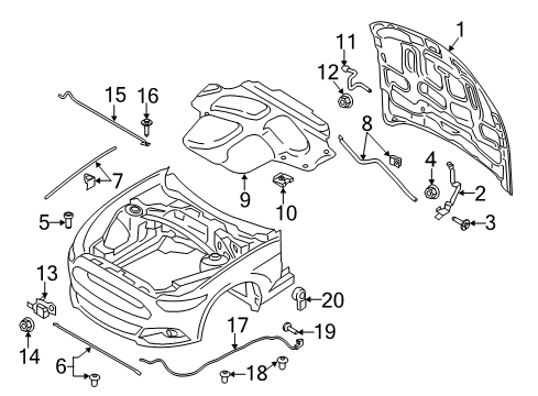 2019 Ford Mustang Hood & Components Front Seal Diagram for FR3Z-16A238-C