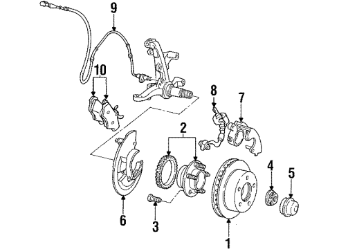2002 Mercury Grand Marquis Anti-Lock Brakes Rear Speed Sensor Diagram for 1W1Z-2C190-AB