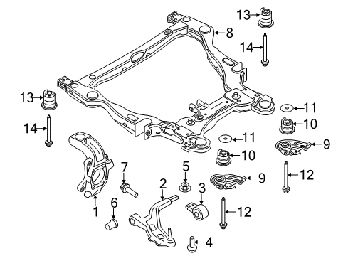 2009 Lincoln MKS Front Suspension Components, Lower Control Arm, Stabilizer Bar Crossmember Diagram for 8A5Z-5C145-A