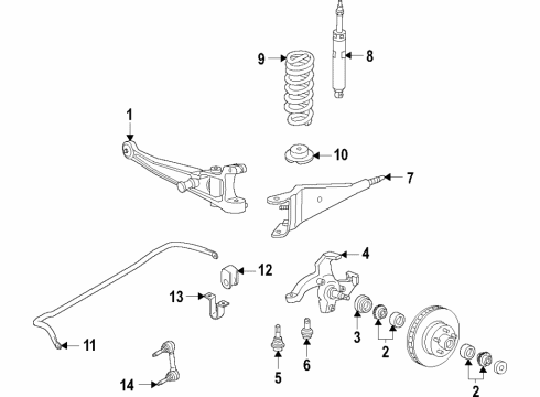 2019 Ford E-350 Super Duty Front Suspension Components, Stabilizer Bar Stabilizer Bar Diagram for 8C2Z-5482-C
