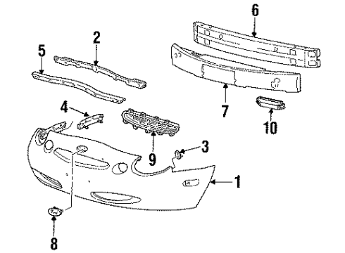 1996 Ford Taurus Front Bumper Grille Diagram for F6DZ17B968AA