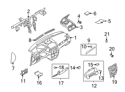 2012 Ford Fusion Instrument Panel Trim Molding Diagram for AE5Z-5404338-AC