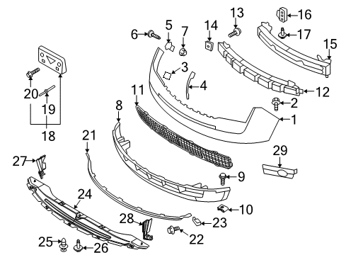 2007 Ford Edge Front Bumper Lower Deflector Screw Diagram for -N606676-S307