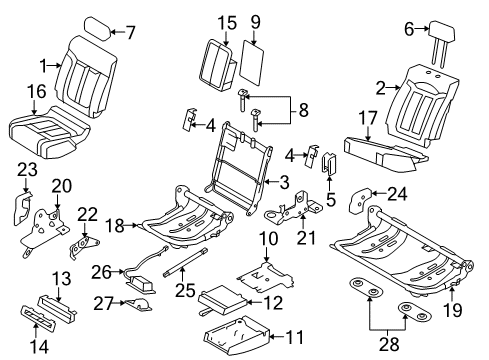 2014 Ford F-150 Rear Seat Components Seat Back Pad Diagram for BL3Z-1666801-C