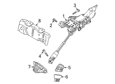 2018 Ford Focus Steering Column Assembly Column Assembly Diagram for G1FZ-3C529-A