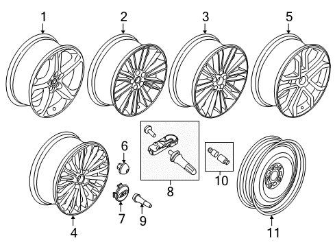 2017 Ford Fusion Wheels & Trim Wheel, Alloy Diagram for HS7Z-1007-C