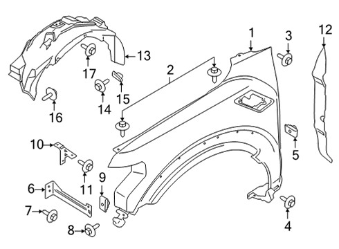 2021 Ford F-150 Fender & Components Fender Rivet Diagram for -380098-S2