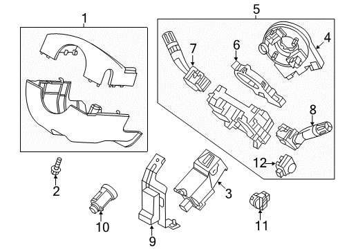 2013 Ford Explorer Shroud, Switches & Levers Lever Diagram for 8M5Z-3F527-G