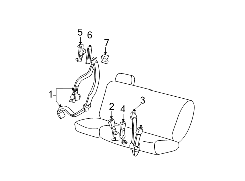 2002 Ford Expedition Seat Belt Center Seat Belt Diagram for 1L7Z-78612B18-AAC