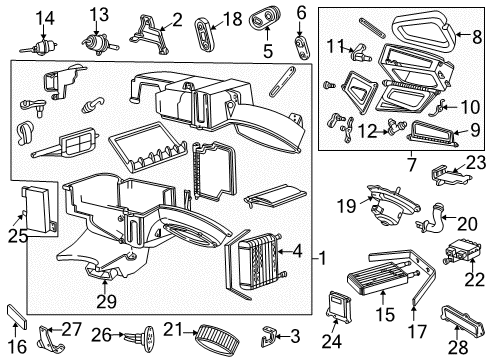 2001 Ford Taurus A/C Evaporator & Heater Components Motor Assembly Diagram for XF1Z-19E616-CA