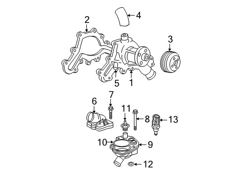 2005 Ford Explorer Water Pump Upper Housing Diagram for 2L2Z-8592-AA
