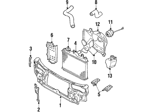 1989 Mercury Tracer Radiator & Components, Radiator Support, Cooling Fan Reservoir Cap Diagram for YM1Z-8100-AB