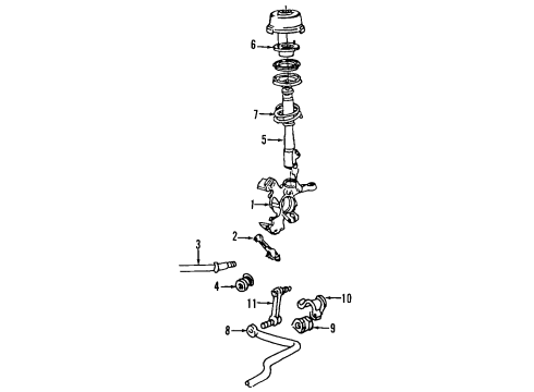 1995 Ford Taurus Front Suspension Components, Lower Control Arm, Stabilizer Bar Coil Spring Diagram for E6DZ5310T