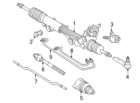 2002 Ford Thunderbird Steering Column & Wheel, Steering Gear & Linkage Outer Tie Rod Diagram for 3W4Z-3A130-AB