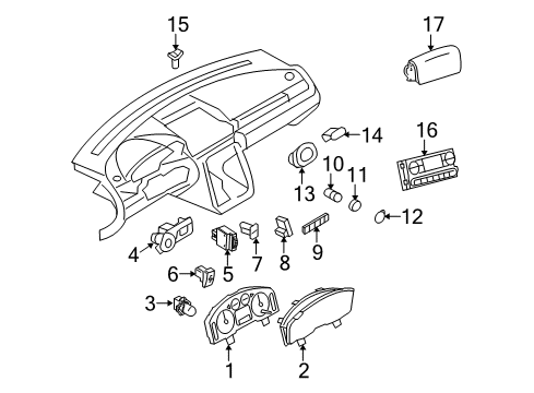 2008 Ford Taurus A/C & Heater Control Units Cluster Assembly Diagram for 8G1Z-10849-T