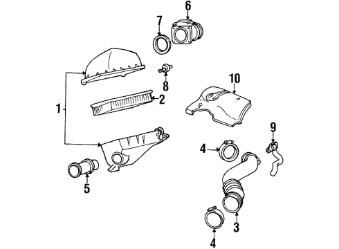 2001 Mercury Grand Marquis Air Inlet Air Cleaner Assembly Diagram for 1W7Z-9600-AA